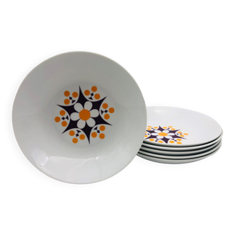 6 hollow plates in bohemian porcelain, 1970s, TK Thun -Czechoslovakia