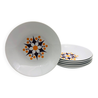 6 assiettes creuses en porcelaine de bohème, 1970s, TK Thun -Tchécoslovaquie