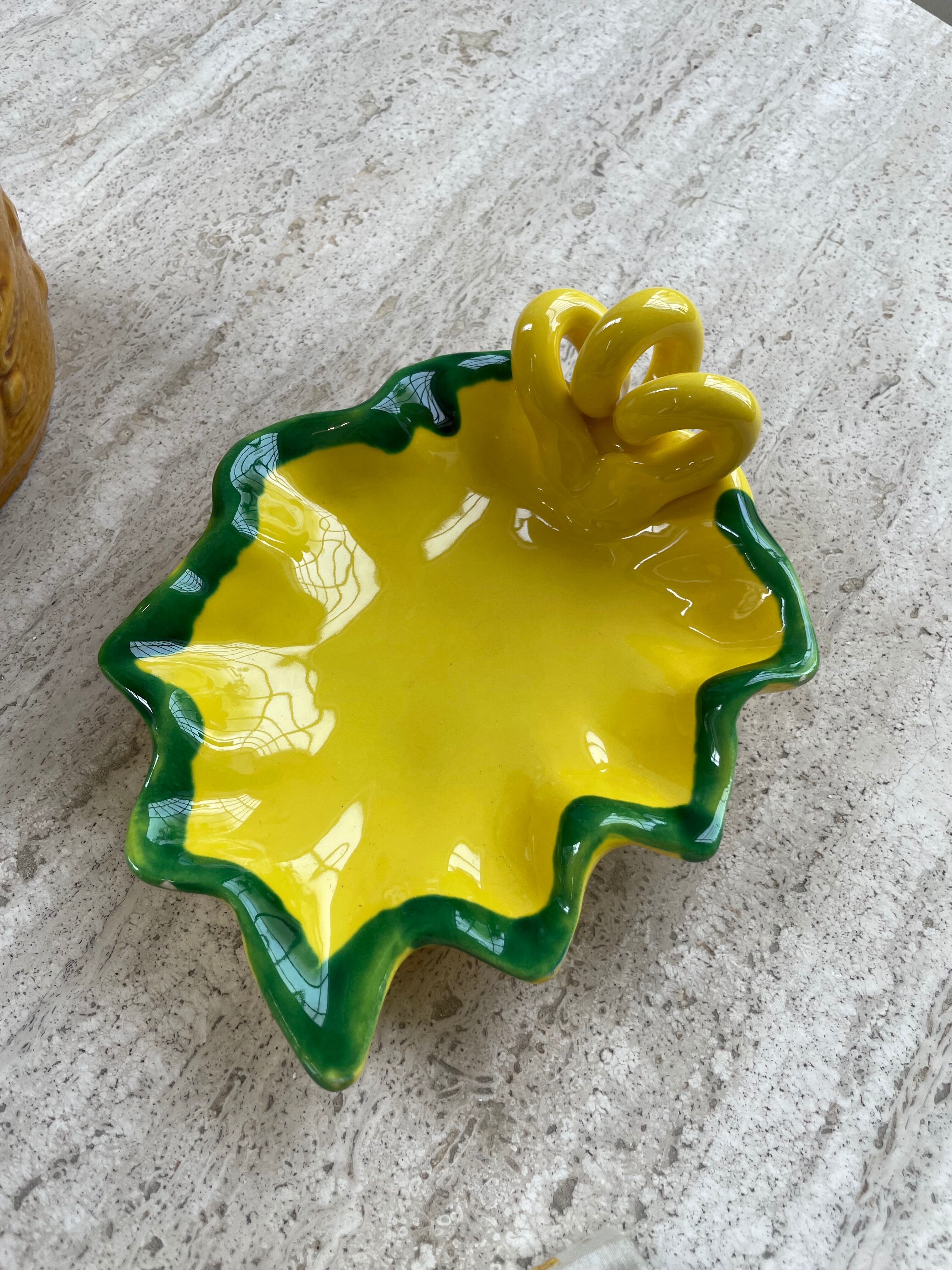 Ceramic yellow vallauris dish