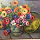 Bouquet of flowers signs S. Broggi 82 canvas on isorel