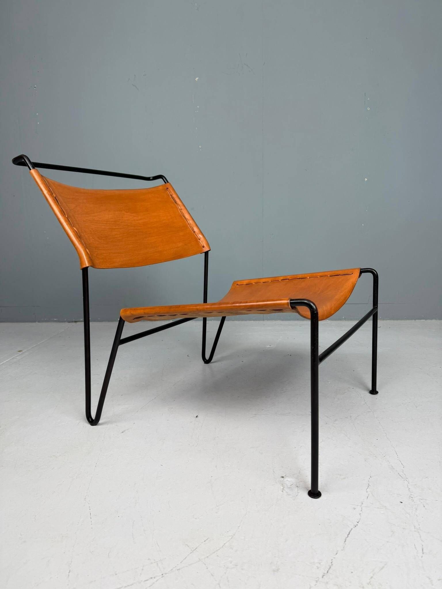 A. A. Dolleman Lounge Chair by Metz & Co, Mid-Century Leather & Metal