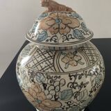 Vintage covered stoneware pot