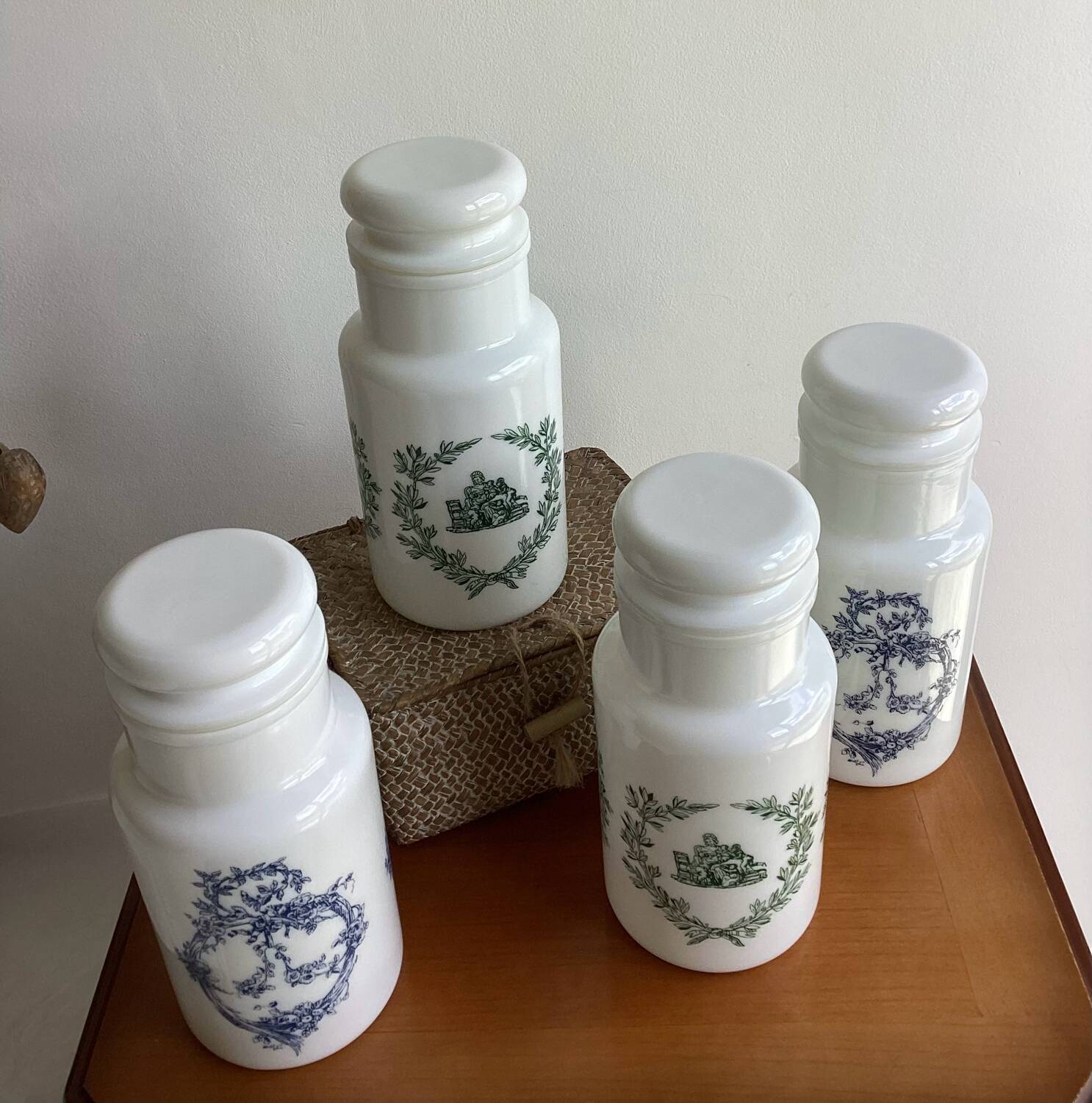Opal glass jars - vintage