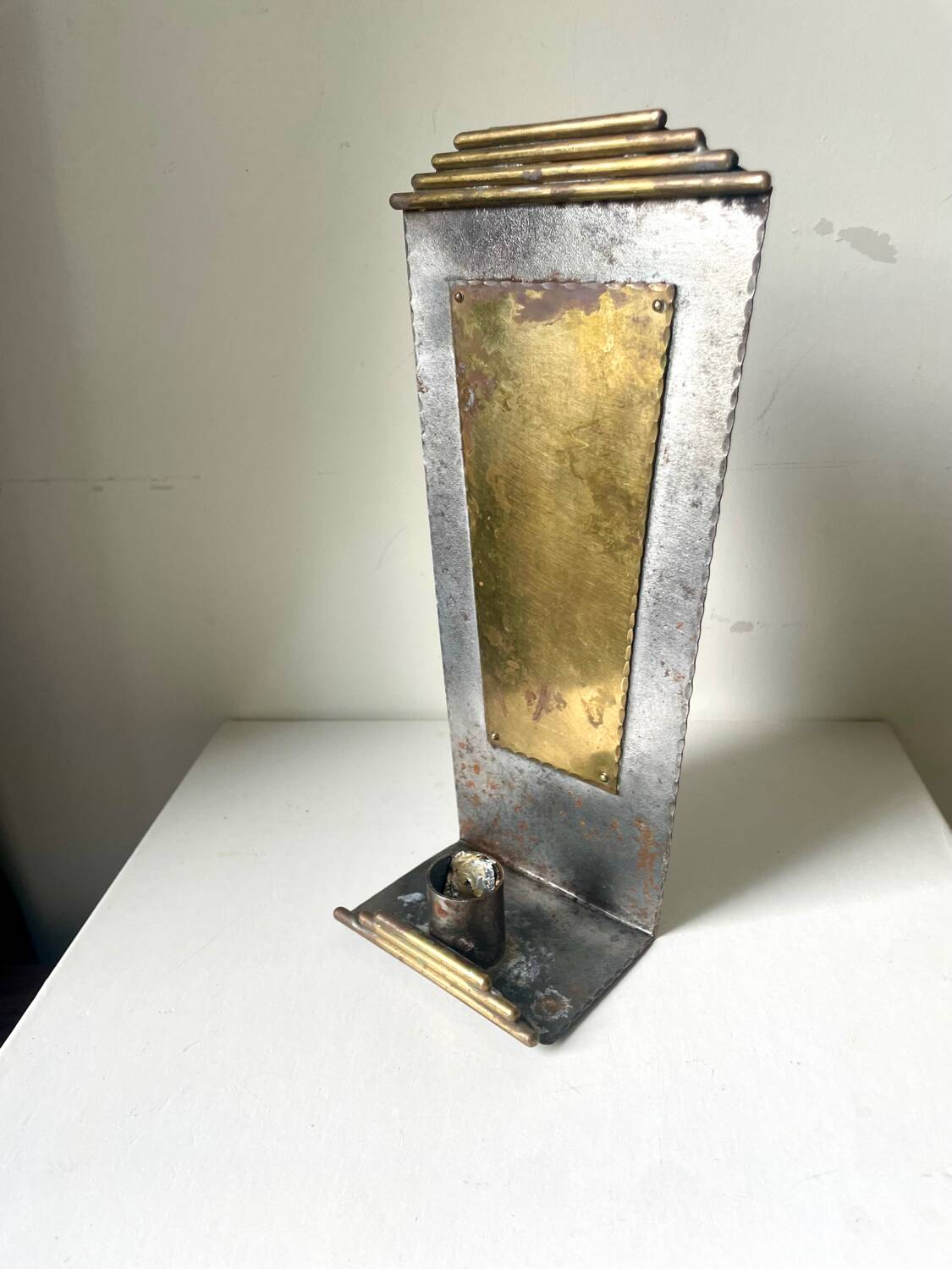 Art Deco metal & Brass Wall Candle Sconce