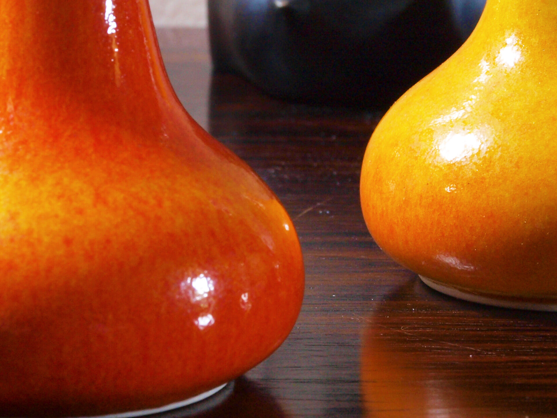 Salt and pepper in orange ceramic, 60s