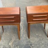 Tables de chevet en teck avec pieds en chêne attribuées à Johannes Andersen, 1964, lot de 2