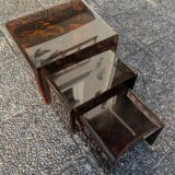Nesting tables in plexiglass with tortoiseshell pattern from the 1970s.