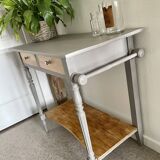 Coiffeuse bois, 2 tiroirs, gris taupe