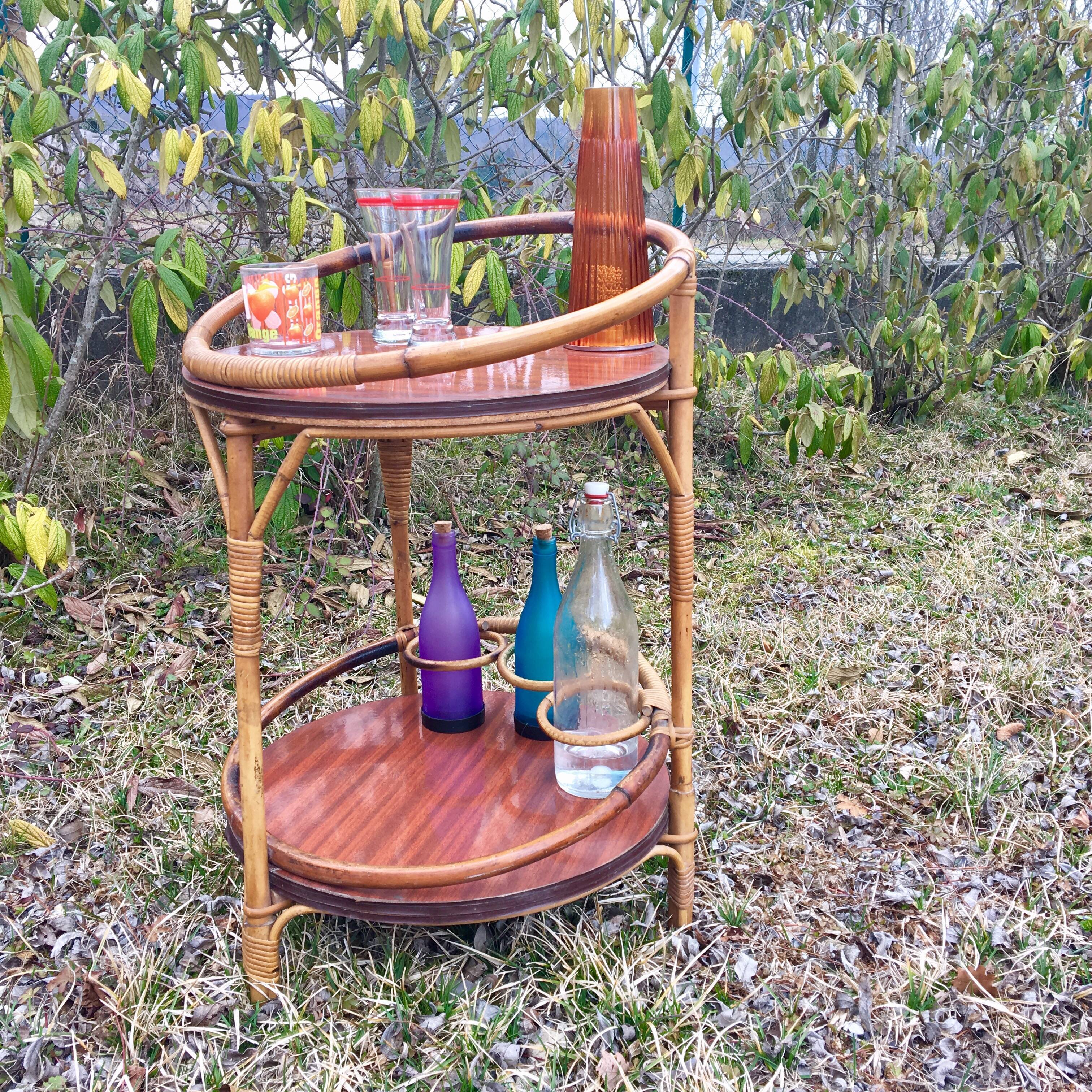Desserte/bar , bambou et formica, années 60