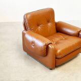 Ensemble de fauteuils en cuir cognac italien
