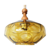 Vintage hanging in rope gilded glass and teak