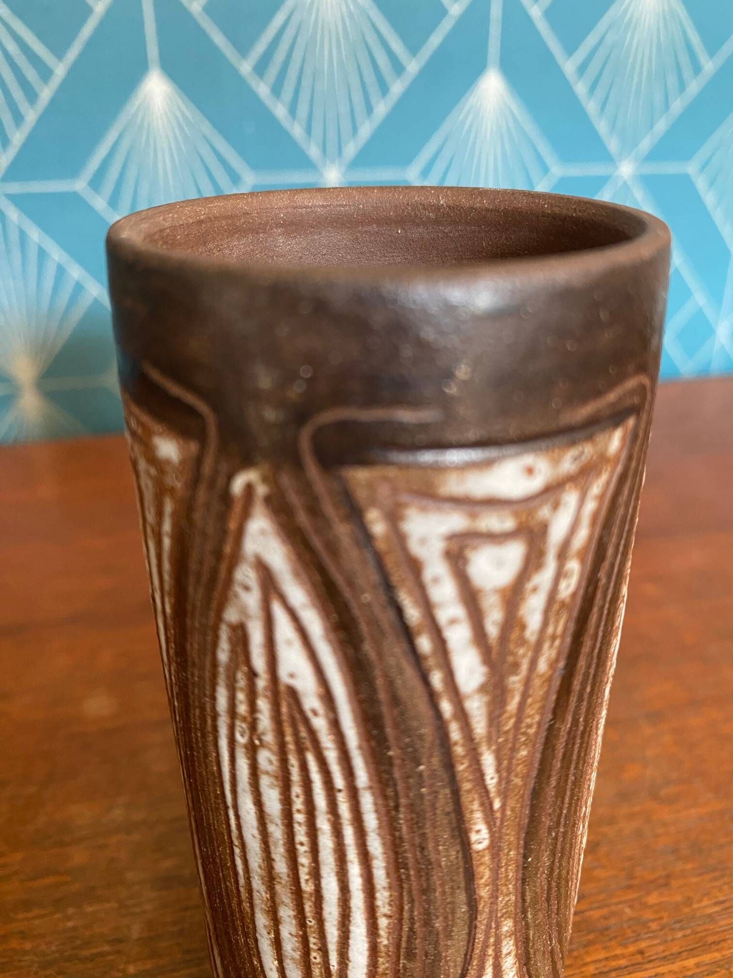 Small soliflore vase in glazed ceramic by Alexandre Kostanda – Vallauris,