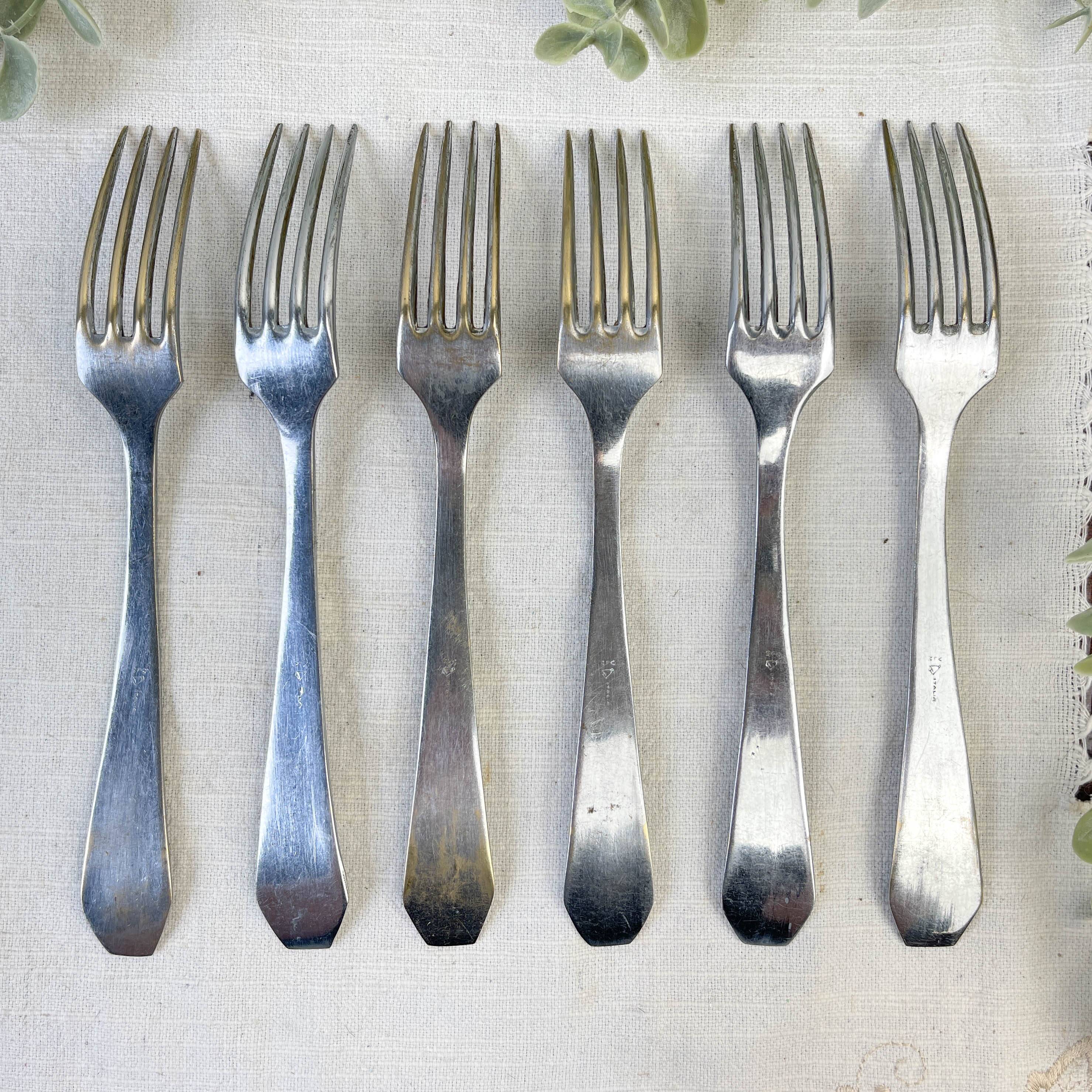 6 vintage stainless steel forks vlm italia