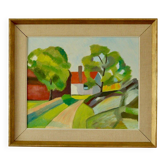Framed oil on panel "Kopia" by TW, Sweden mid 20th century.