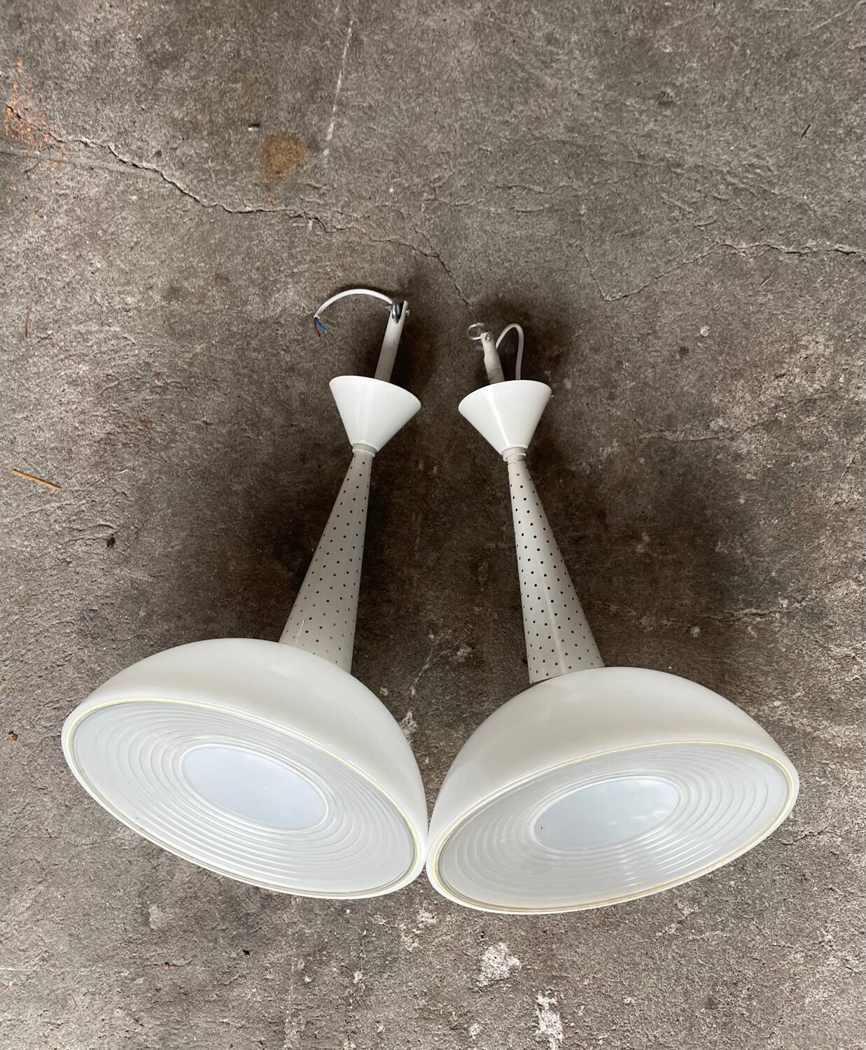 pair of pendants by Mathieu Matégot for Holophane