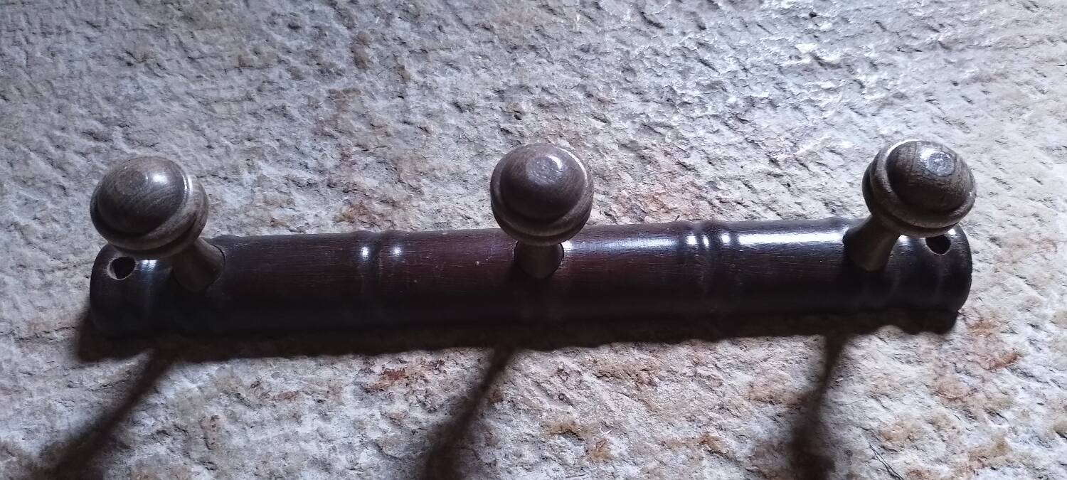 Vintage wooden wall coat rack