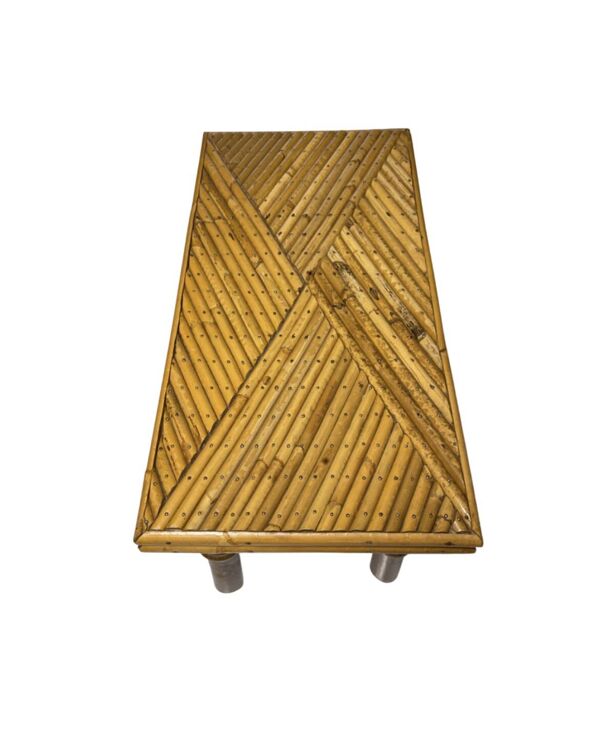 Marche-pied vintage en bambou et rotin