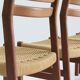 Mid Century Danish teak and paper cord dining chairs 1960s , set of 4