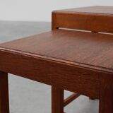 Set of 3 oak wood stacking tables in Art Deco style, France ca. 1925