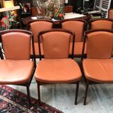 6 Dyrlund rosewood leather chairs