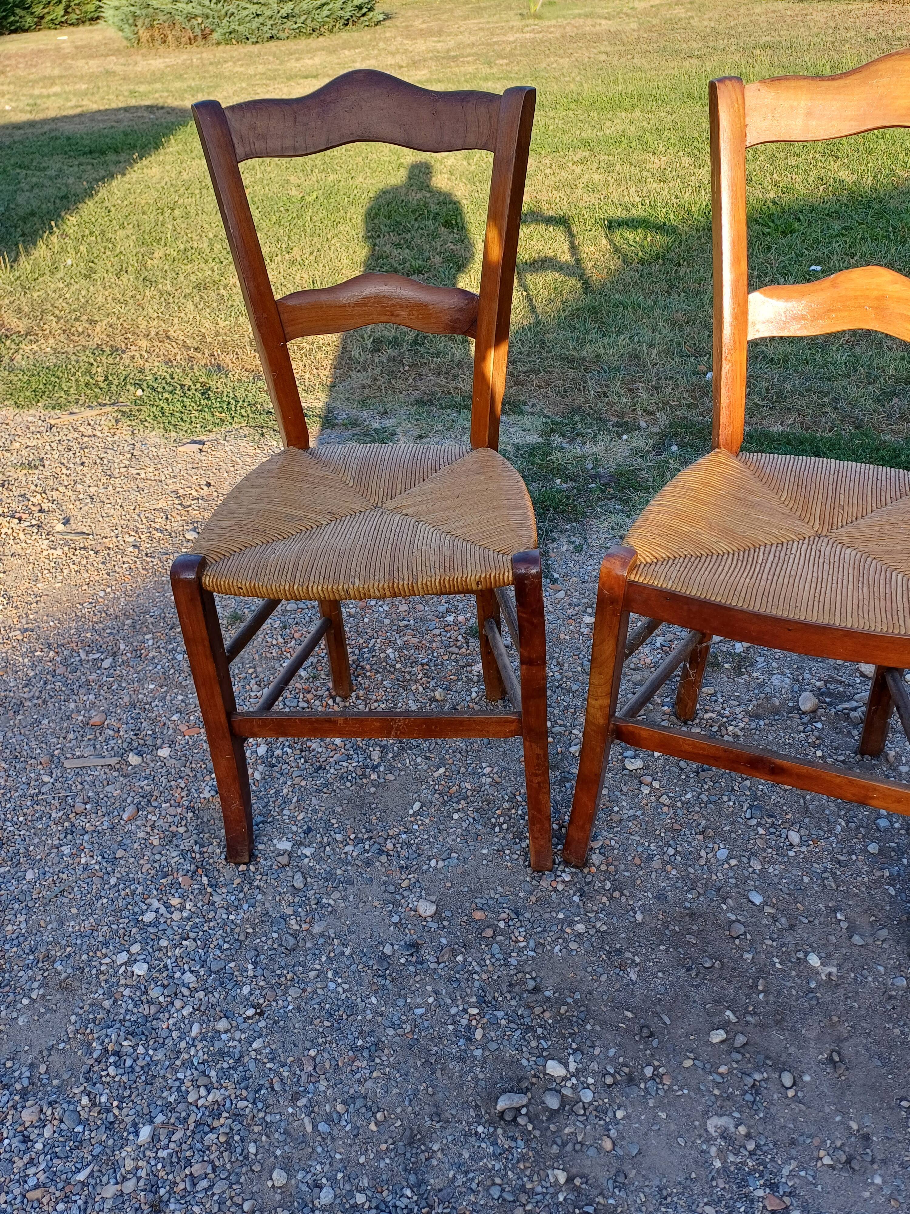 6 Old Straw Chairs