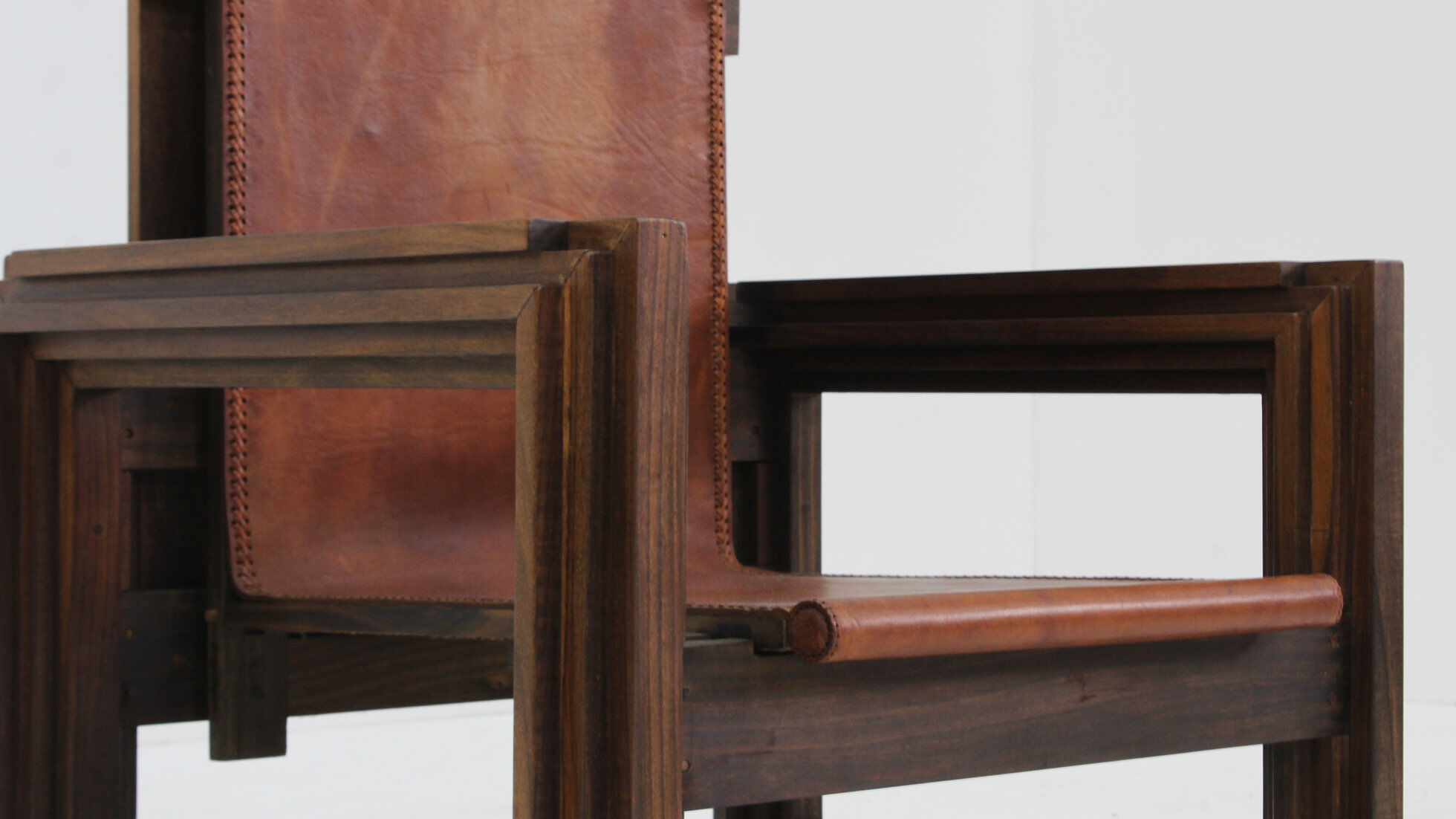 Vintage sculptural leather armchair by Anacleto Spazzapan, Italy 1970s