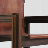 Vintage sculptural leather armchair by Anacleto Spazzapan, Italy 1970s