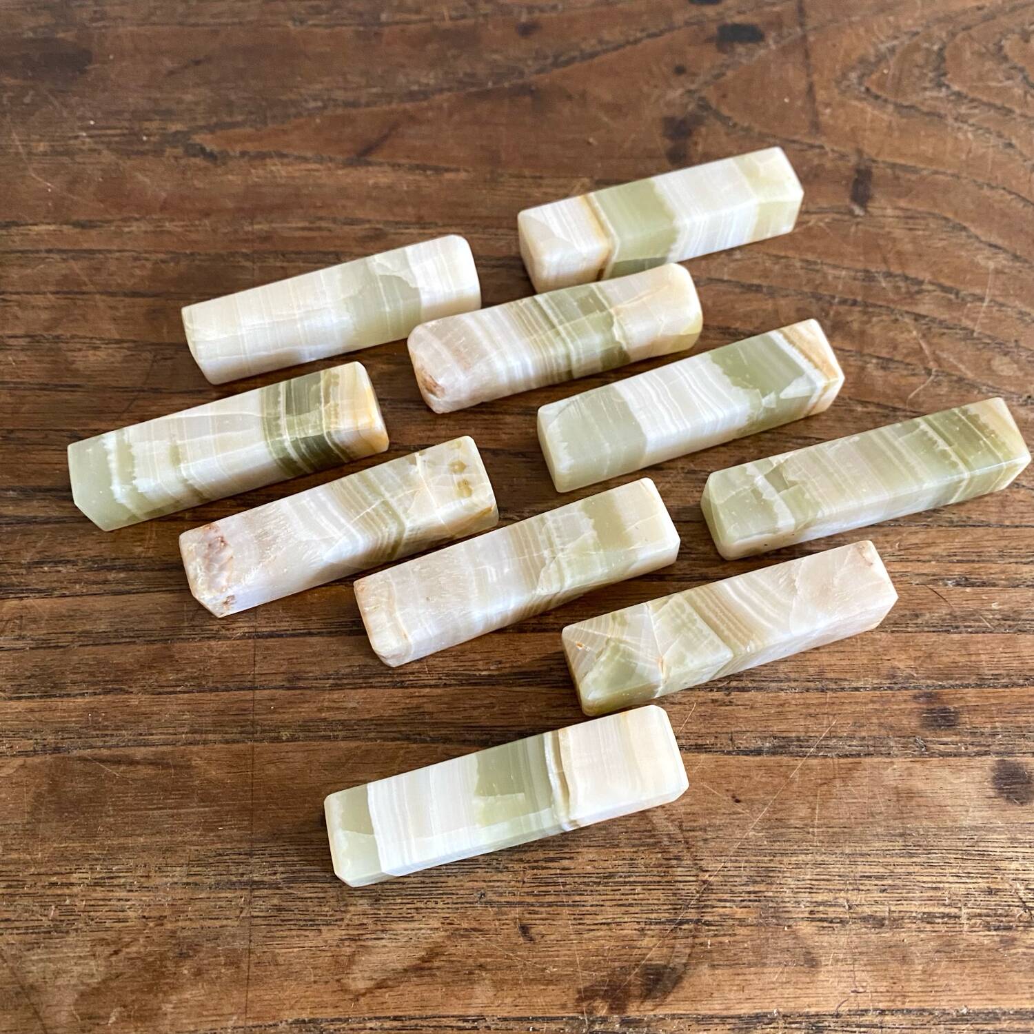 Minimalist knife rests in natural stone