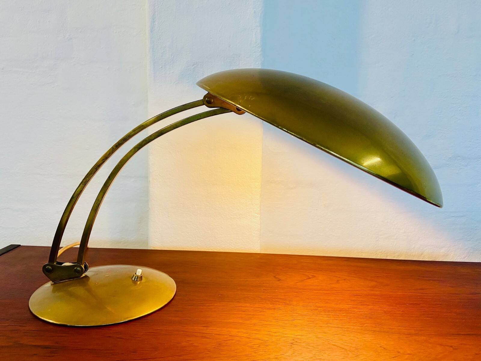 Vintage modernist Kaiser Dell brass lamp 1960s