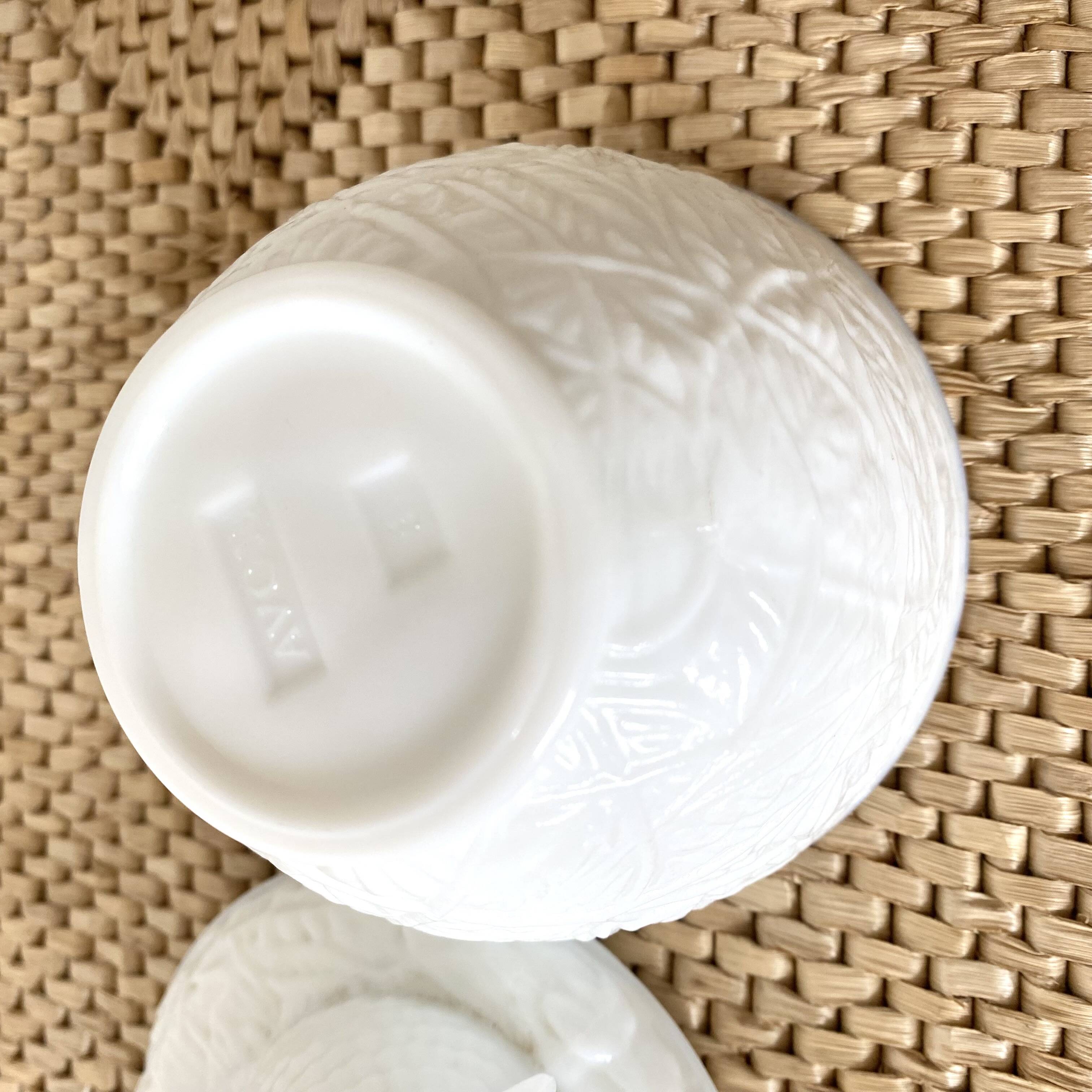 White opaline bird sugar bowl