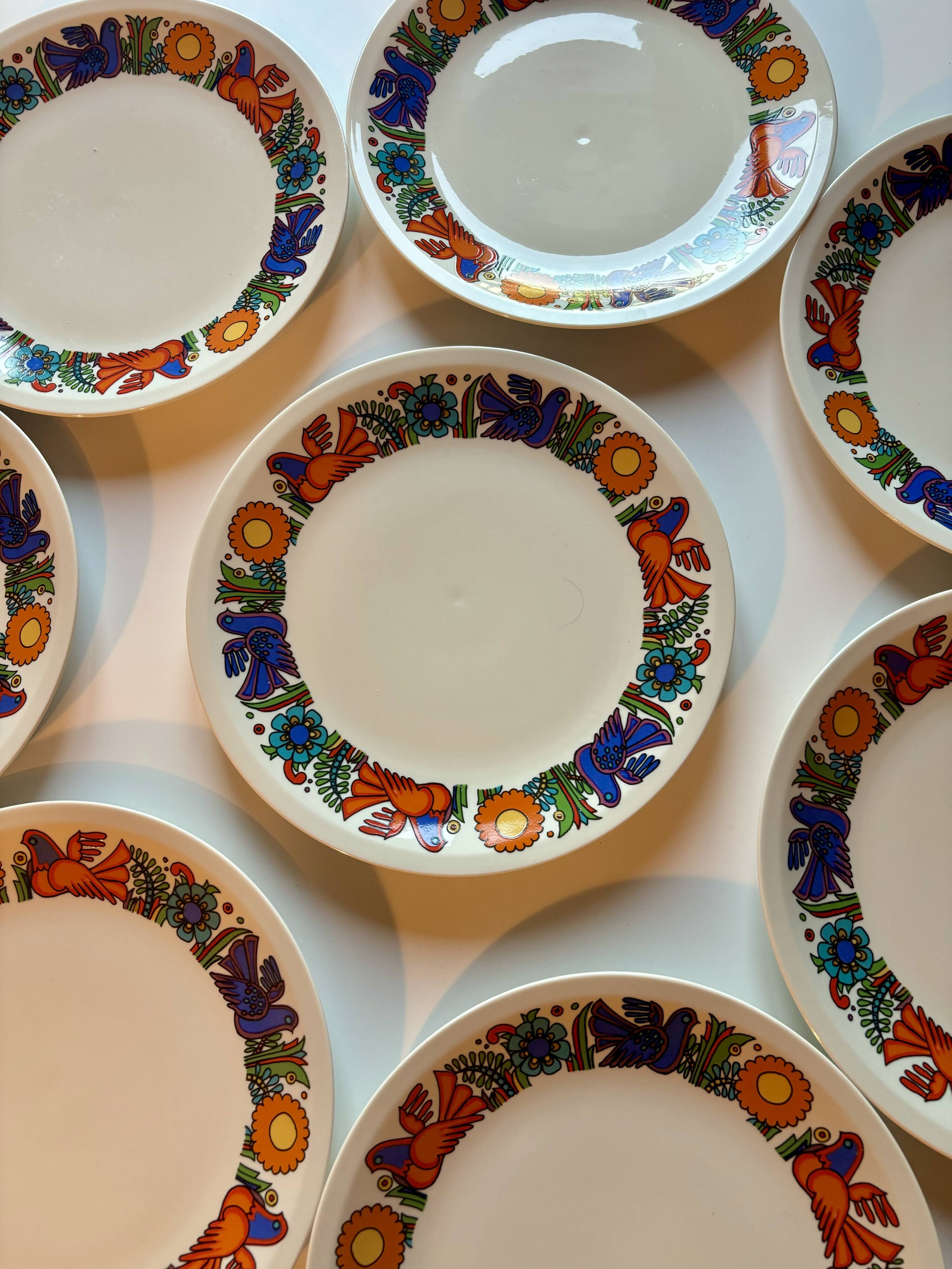 6 Villeroy and Boch Acapulco flat plates 1967 vintage