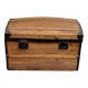 Malle vintage en bois du 19ème siècle avec renfort en acier