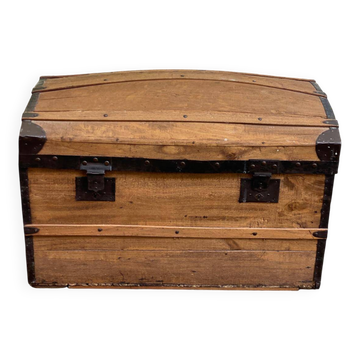 19th-century vintage wooden mallet with steel reinforcement.