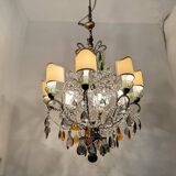 Large Crystal Multicolored Chandelier 1950’s