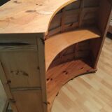 Vintage bar counter with natural wood stools