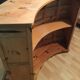 Vintage bar counter with natural wood stools