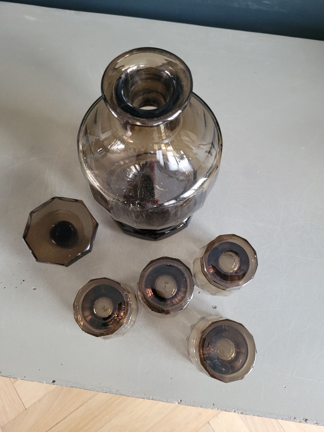 Smoked glass liqueur set