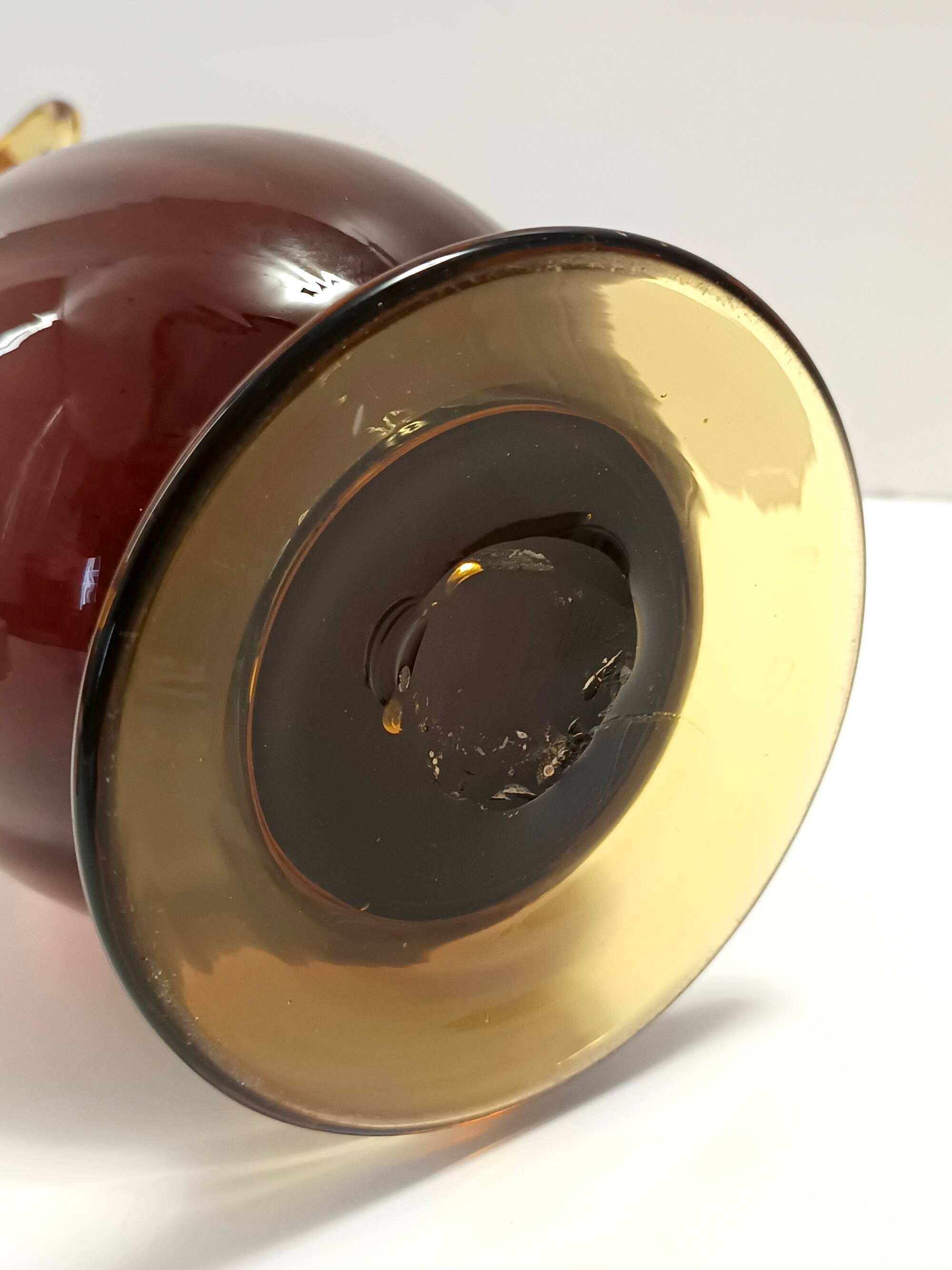 Brown and Yellow Murano Glass Amphora Vase by Fratelli Toso, Italy