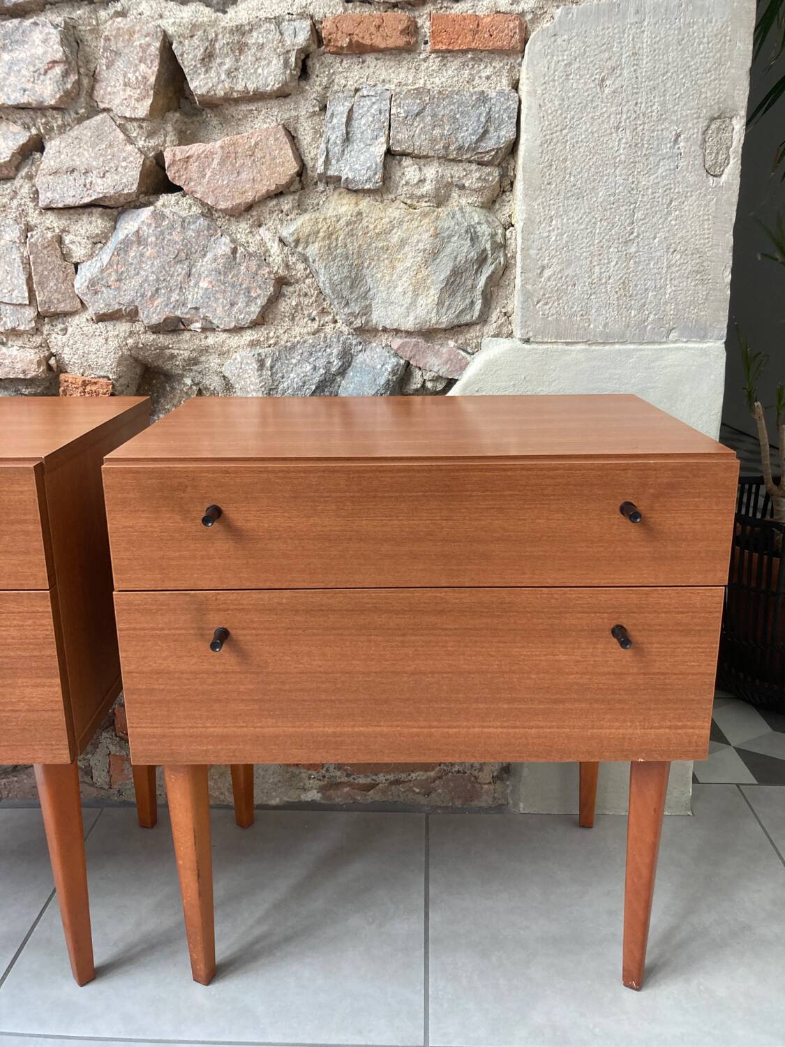 Pair of modernist 3K Mobel bedside tables