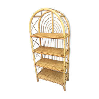 Rattan and bamboo vintage shelf