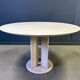 Round French travertine dining table 1970s
