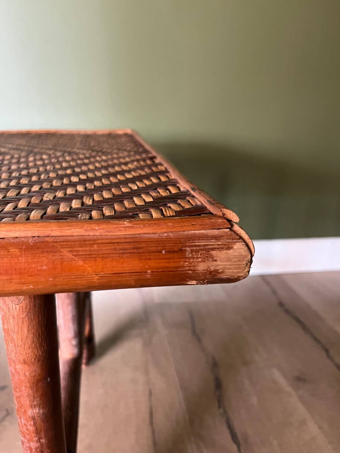 Ensemble canapé table rotin vintage 70 Riviera bohème