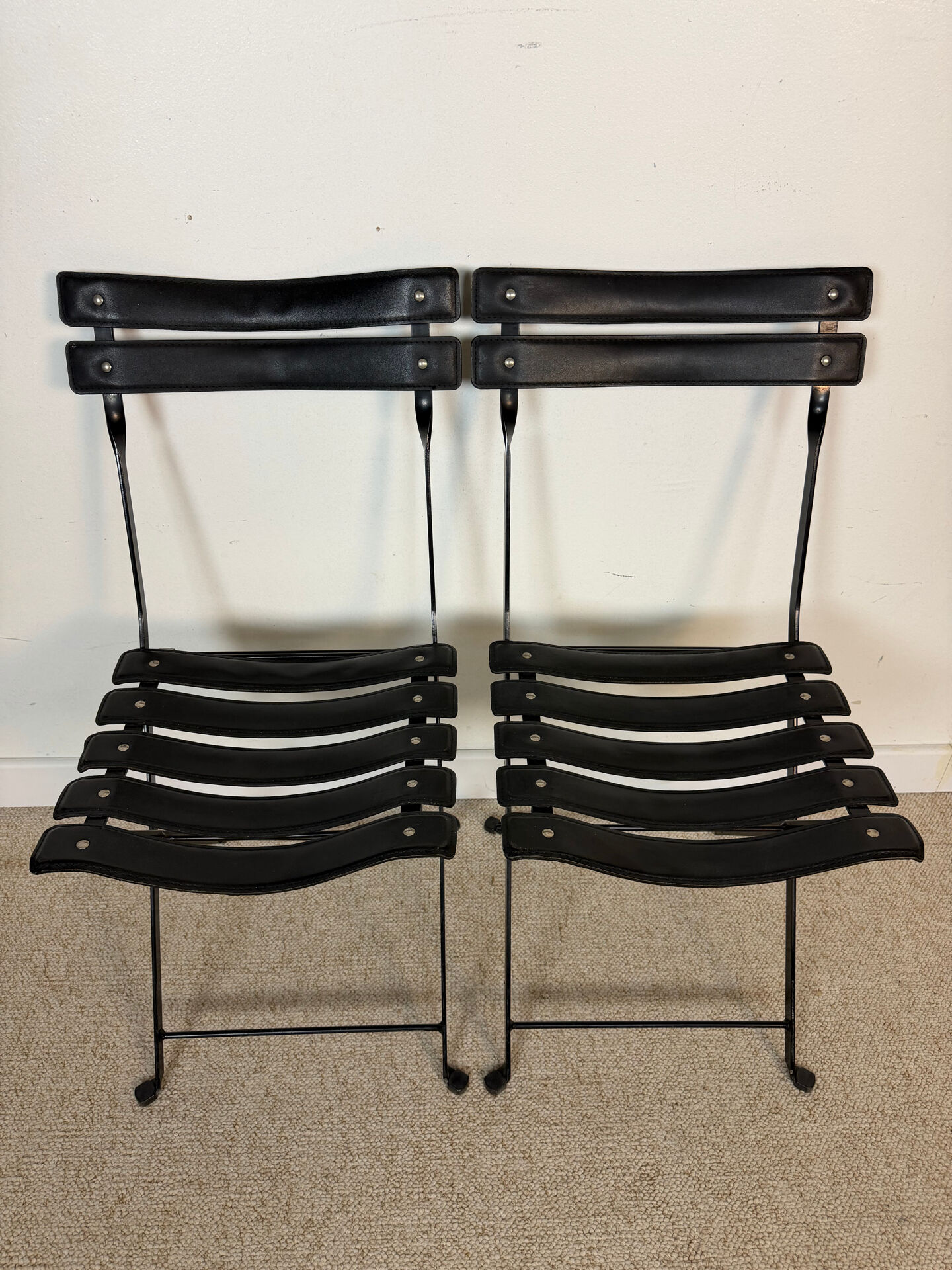 Pair of Celestina chairs by Marco Zanuso for Zanotta in black leather.