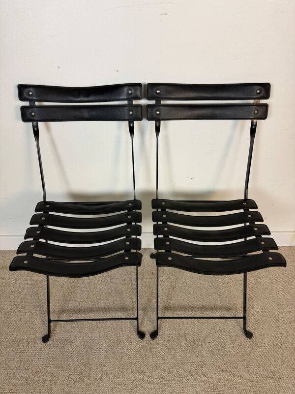 Paire de chaises Celestina Marco Zanuso Zanotta cuir noir