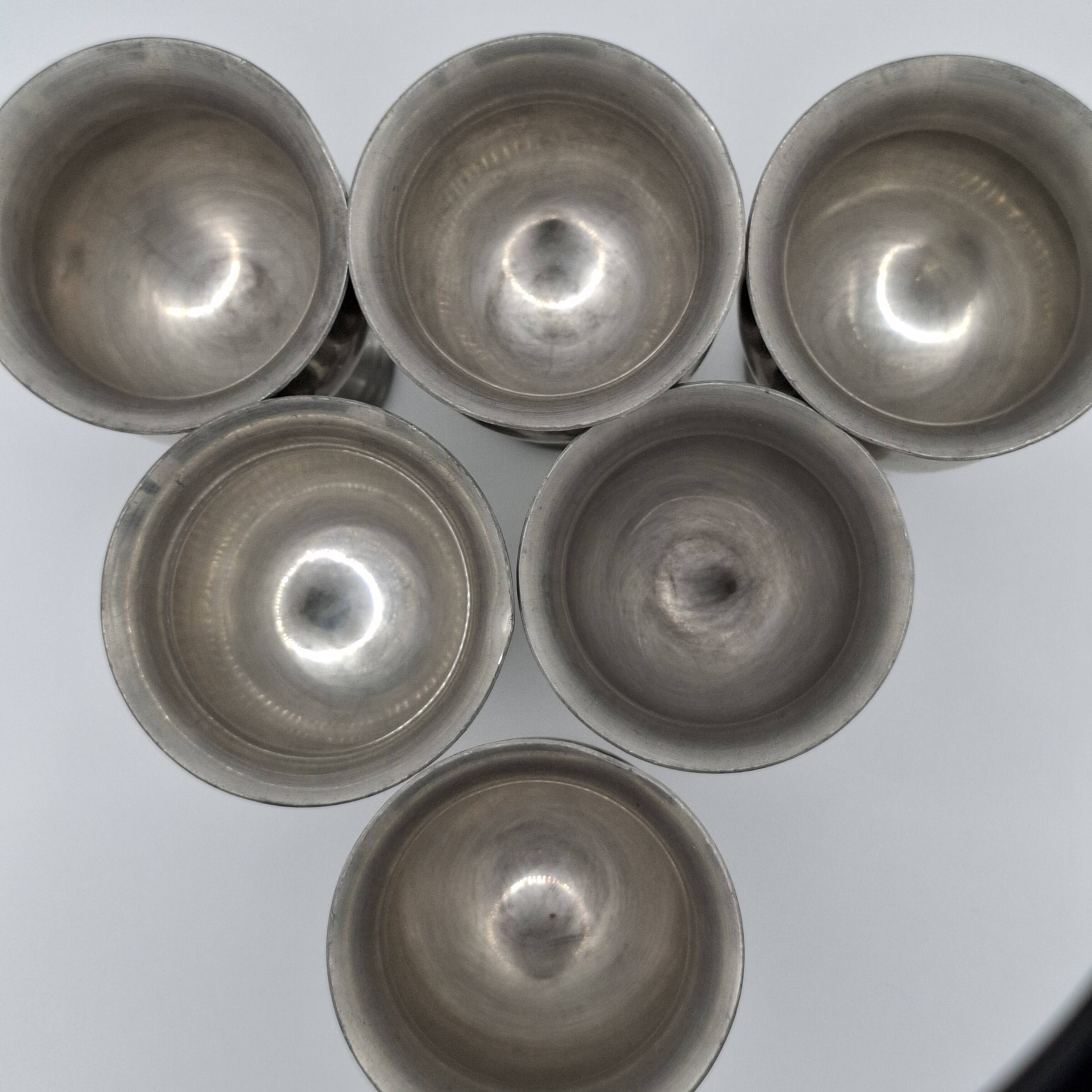 6 English glasses, Peltre Sheffielld cup