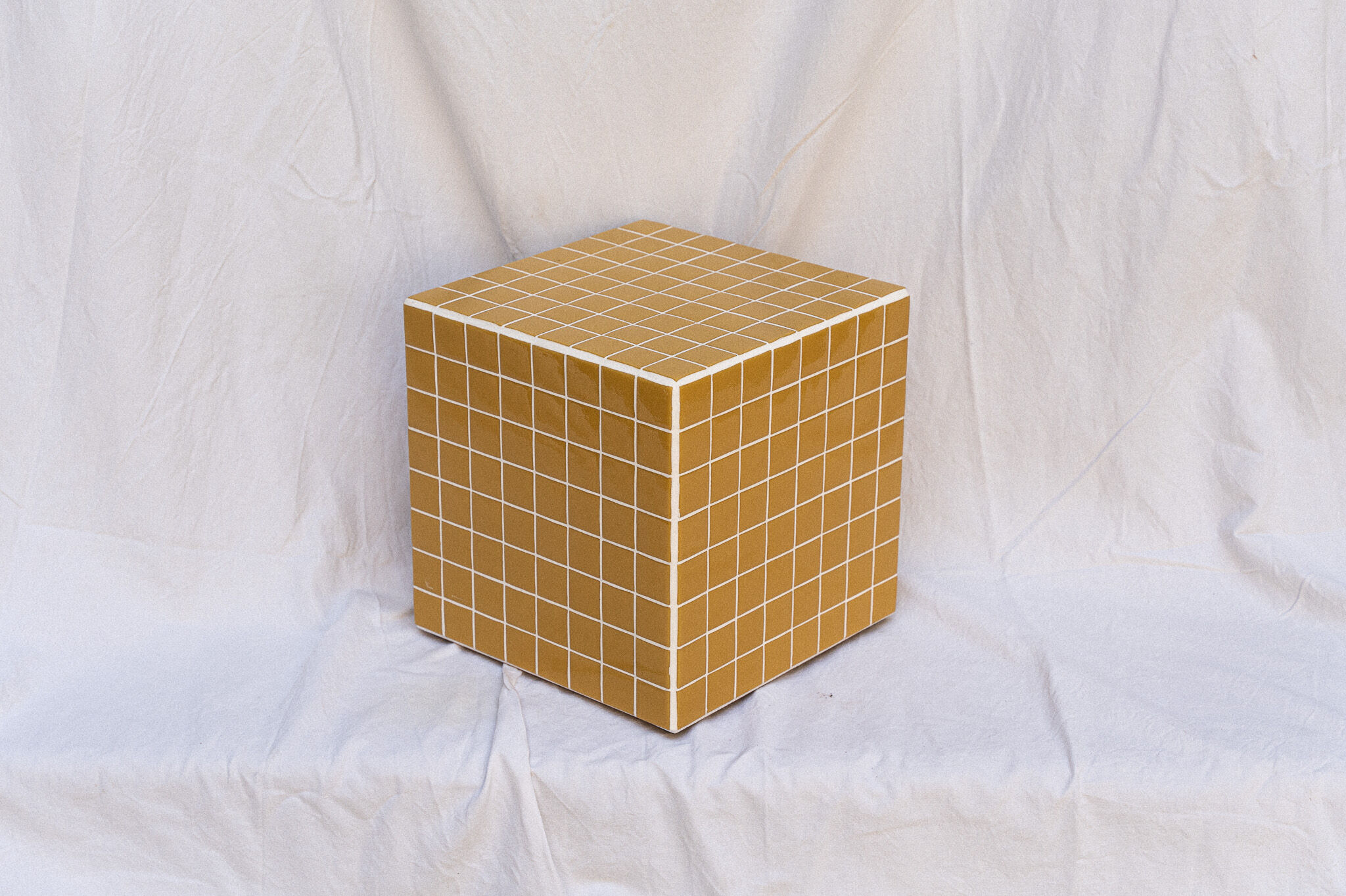 Mustard yellow cube side table 33x33 cm