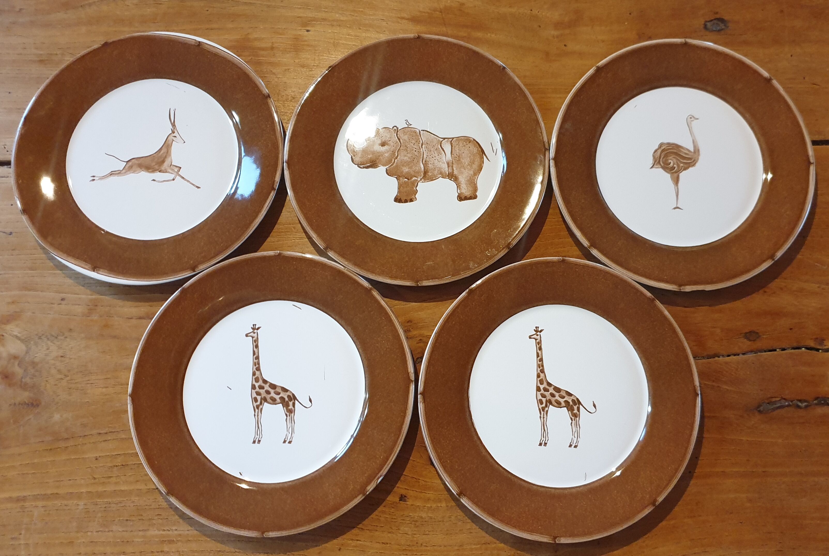 Set 5 assiettes à dessert animaux sauvages d'Afrique