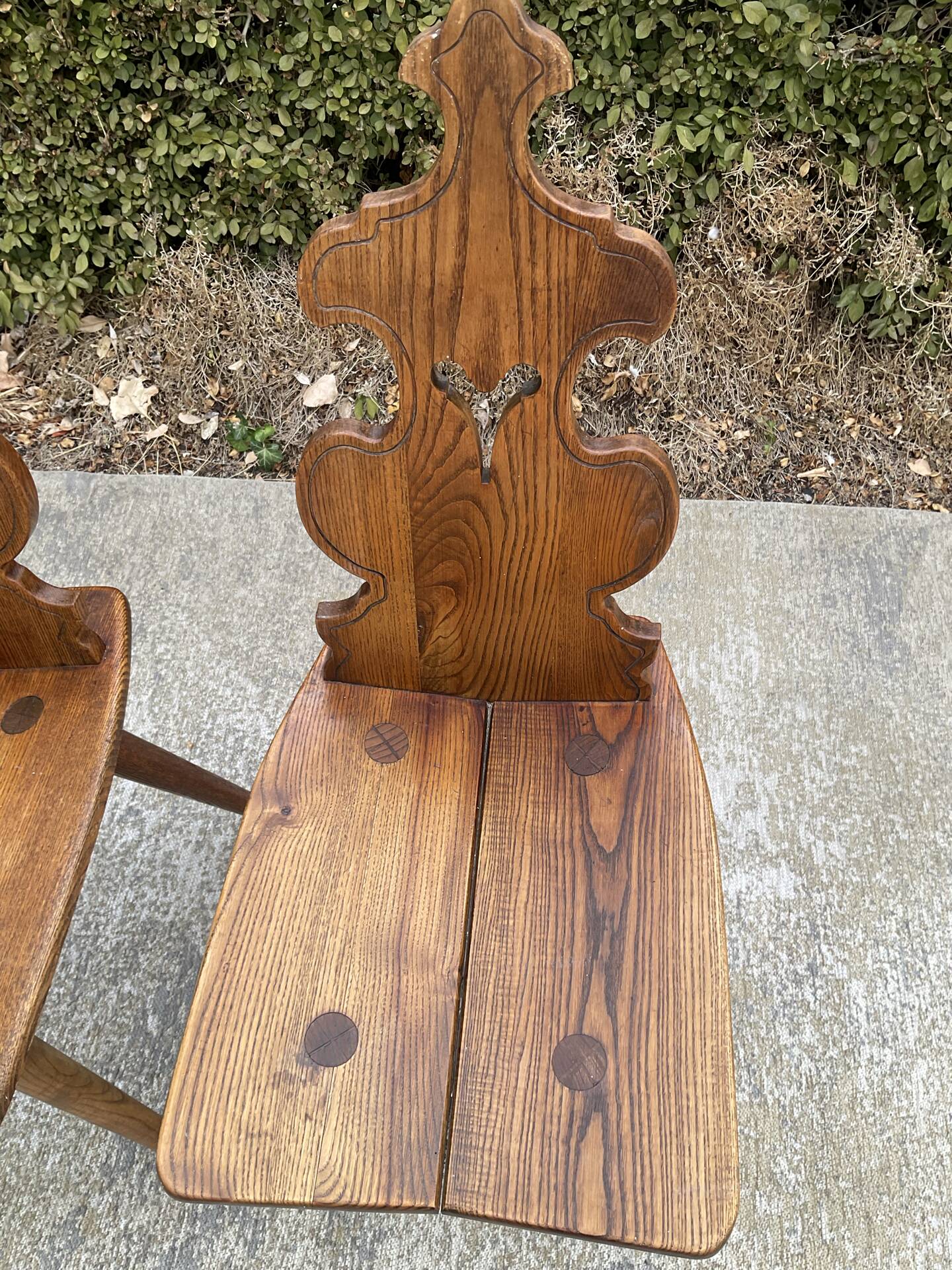 Pair of vintage Tyrolean chairs in solid wood
