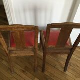 Set of 2 vintage red wooden chairs