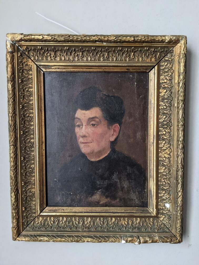 Oil on wood old portrait decoration antique countryside baroque molded